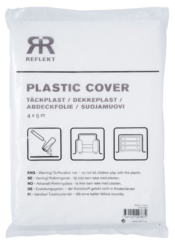 Vikt genomskinlig täckplast i plastförpackning.