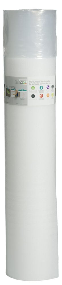 En hvit rull underlagsfoam med etikett.