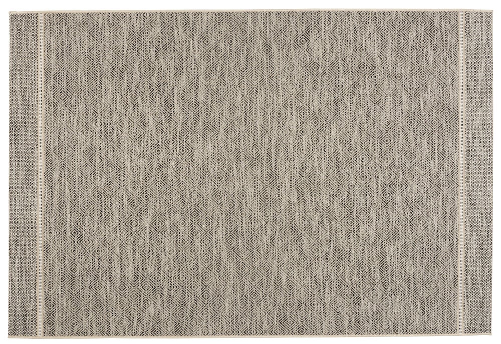 Musta matto, jossa on hillitty kuvio ja sisal-ilme.