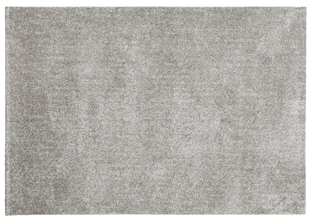 Grauer rechteckiger Polypropylen-Teppich Lizette mit texturierter Oberfläche.