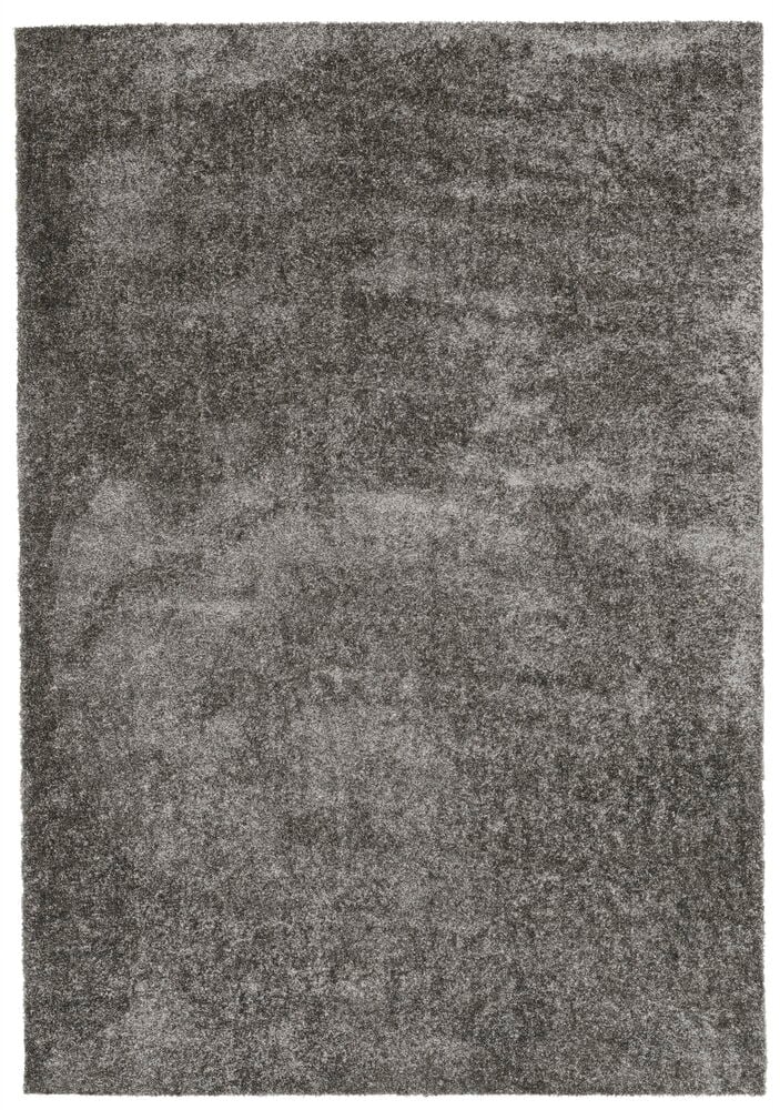 En mörkgrå polypropen Lizette ryamatta, rektangulär, med en texturerad lugg.