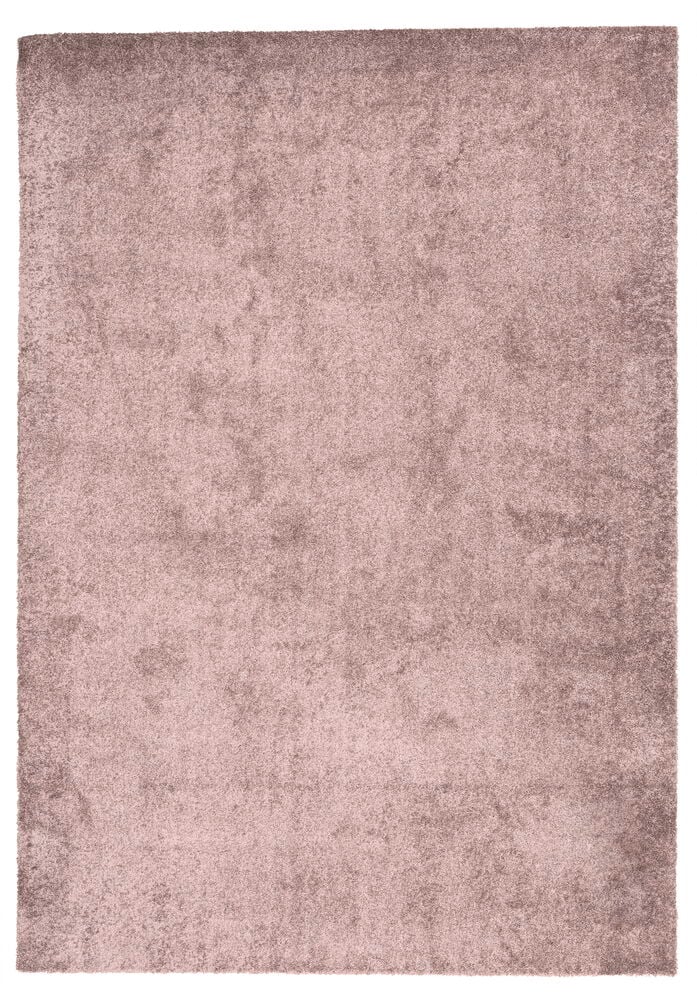 En rektangulär Matta Lizette 200x290 cm i rosa polypropen med texturerad yta, uppifrån.