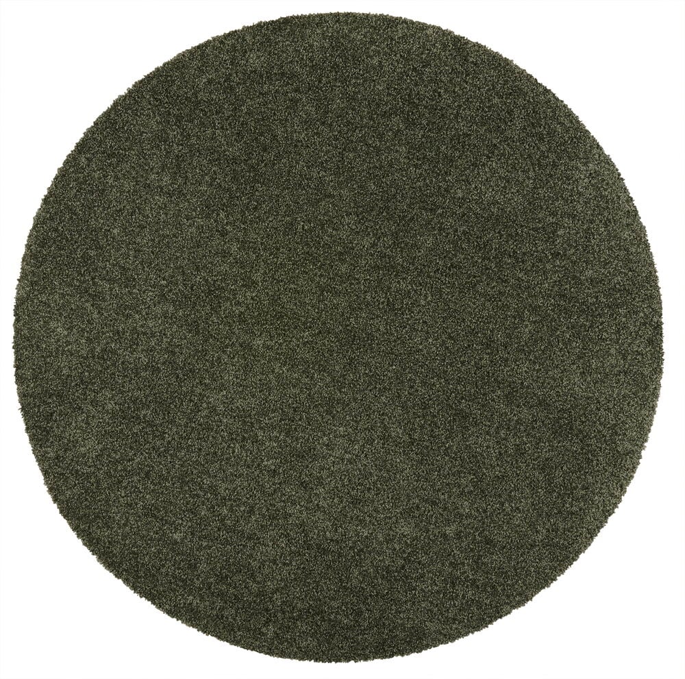 Rund grønn kortflosset matte med glanset overflate.