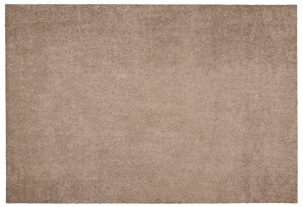 Ruskea suorakaiteen muotoinen matto, jossa on lyhyt nukka.