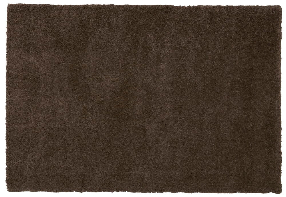 Et brunt polypropen Elin shaggy teppe, som måler 240x340 cm.