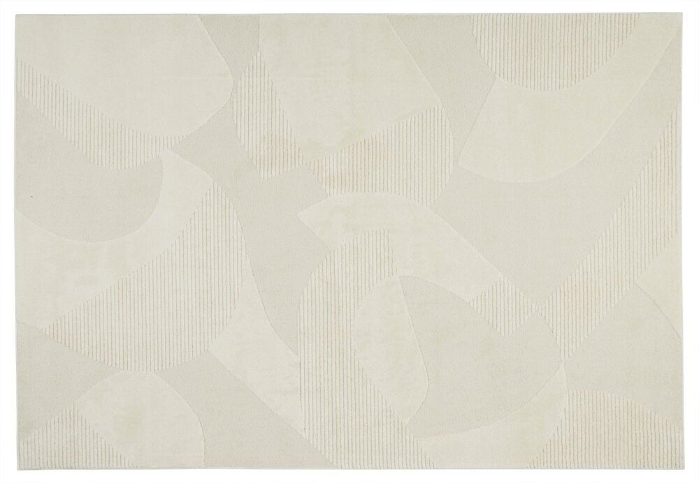 Cremefärgad matta med diskret mönster och struktur.