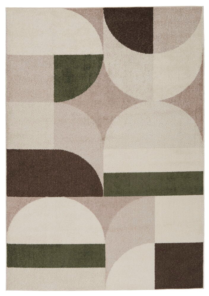 Teppe Milou 160x230 cm Beige Polypropen med geometrisk mønster i beige, brunt og grønt.