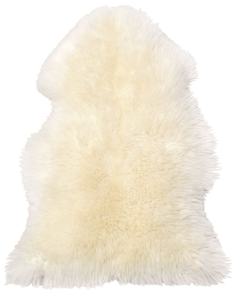 Fårskinn med långt rakt hår i naturfärg.