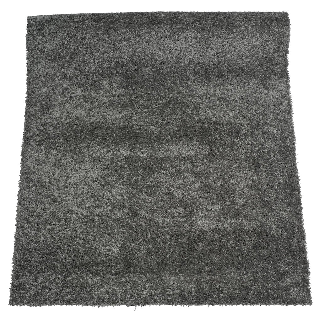 Dunkelgrauer schmaler Läufer aus Polypropylenmaterial.