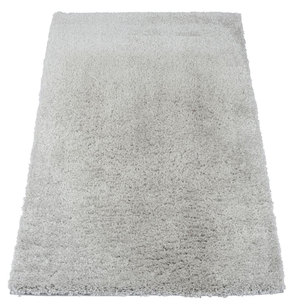 Rechteckiger grauer Läufer aus Polypropylen auf weißem Hintergrund.