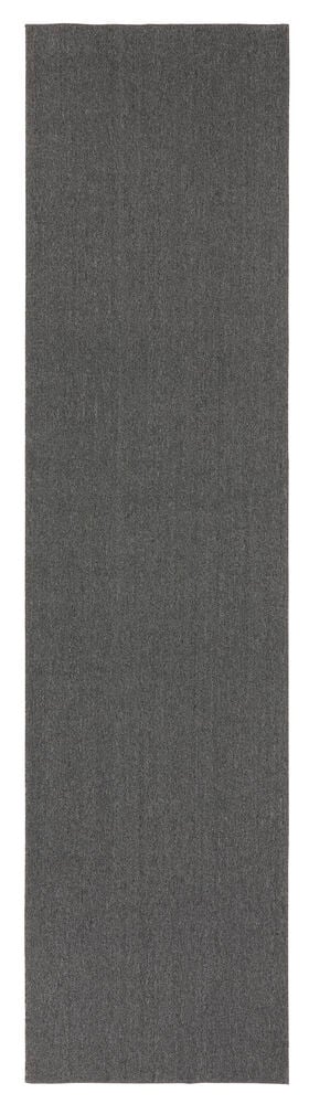 Grå polypropen gångmatta Anya, 80x400 cm, med ett diskret texturerat mönster, vertikal vy.