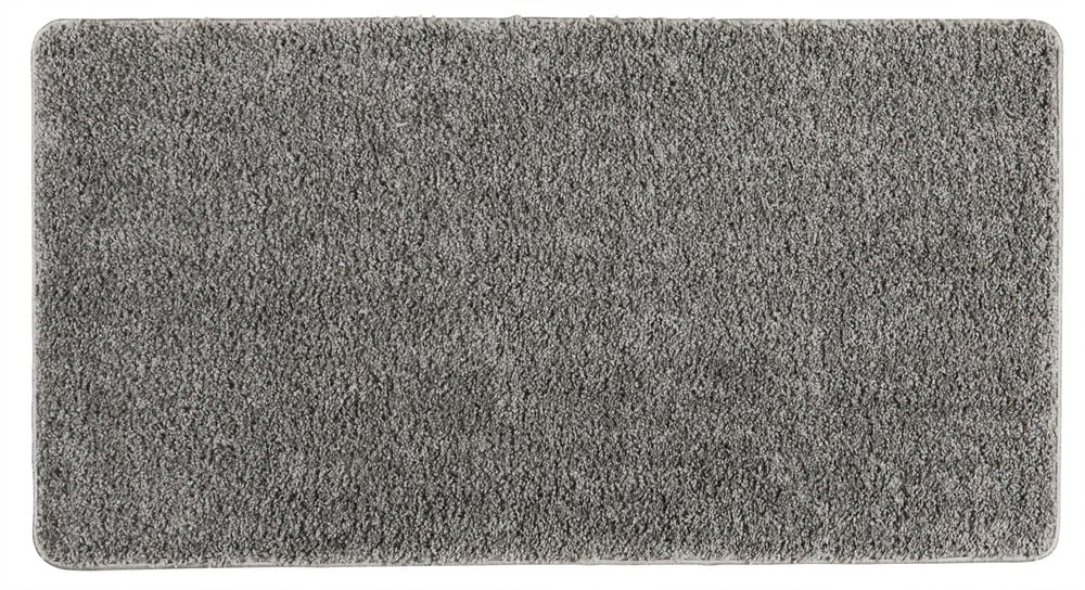 Grauer rechteckiger Läufer mit weichem Flor.