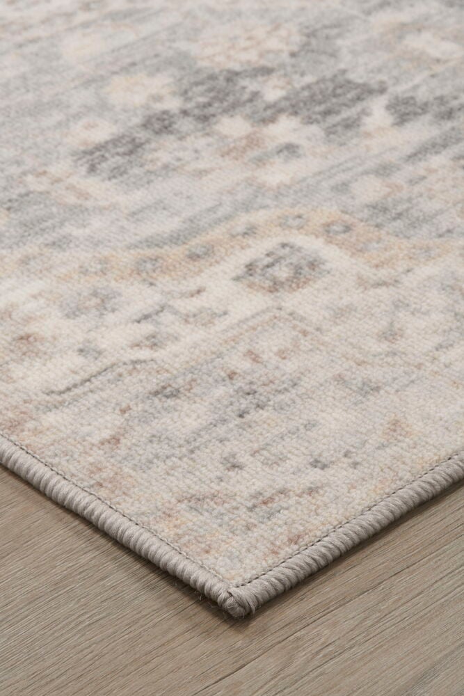 Grå gångmatta med orientaliskt mönster och patinerad look.