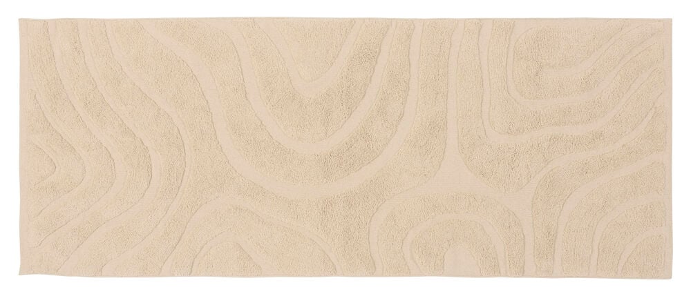 Et off-white gangteppe Dizzy i bomull med teksturert, bølget abstrakt mønster.