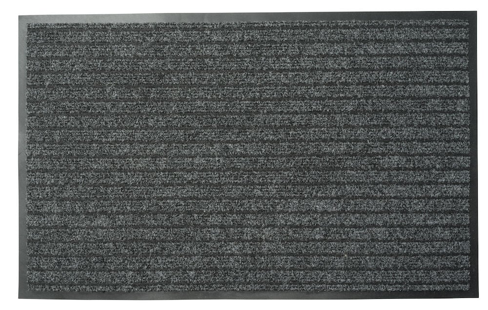 Suorakulmainen antrasiittinen kynnysmatto kumireunoilla.