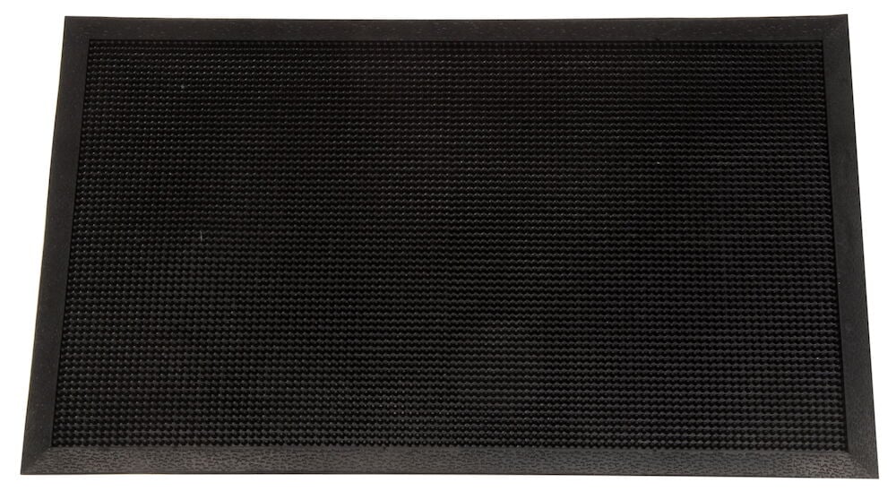 Musta kuminen ovimatto kuvioidulla pinnalla.