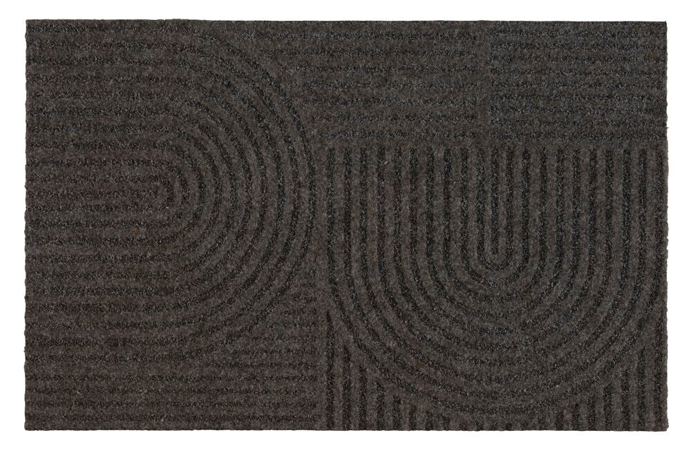 Harmaa ovimatto kaarikuviolla ja uritettu pinta.