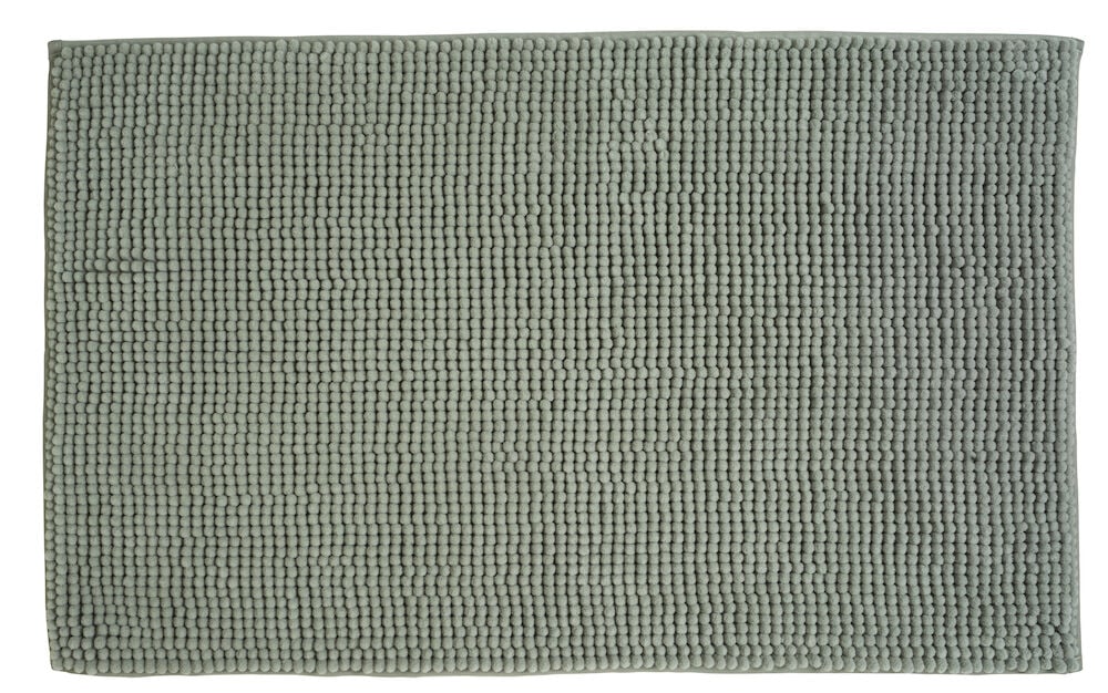 Suorakulmainen vihreä kylpyhuonematto, jossa on kuvioitu pinta.