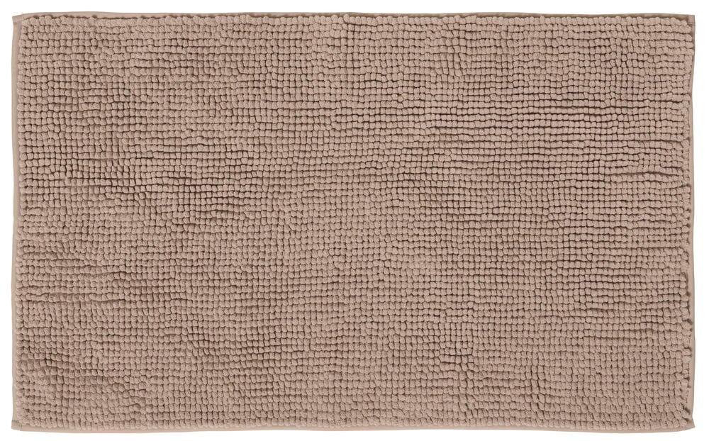Beige rektangulär Badrumsmatta Tuva 50x80 cm med lurvig textur.