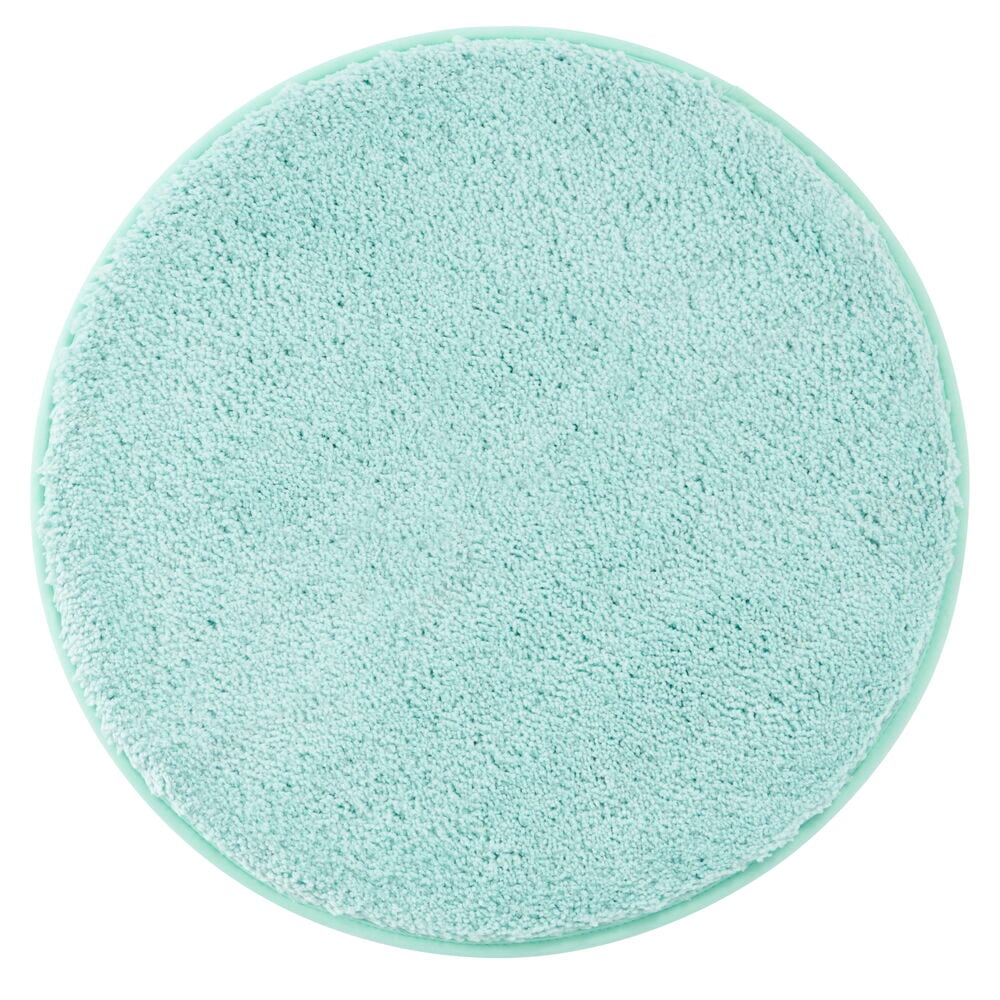 Rund ljus turkos badrumsmatta i polyester.