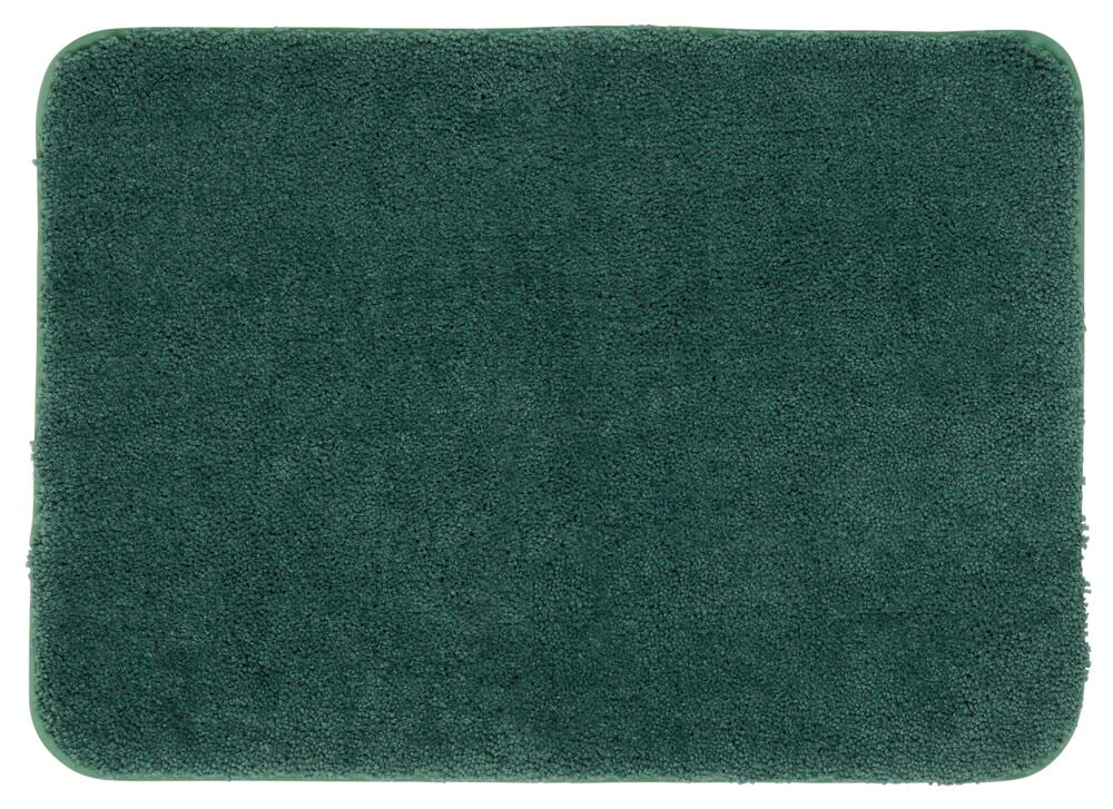 Vihreä suorakaiteen muotoinen pehmeä kylpyhuonematto polyesteristä.