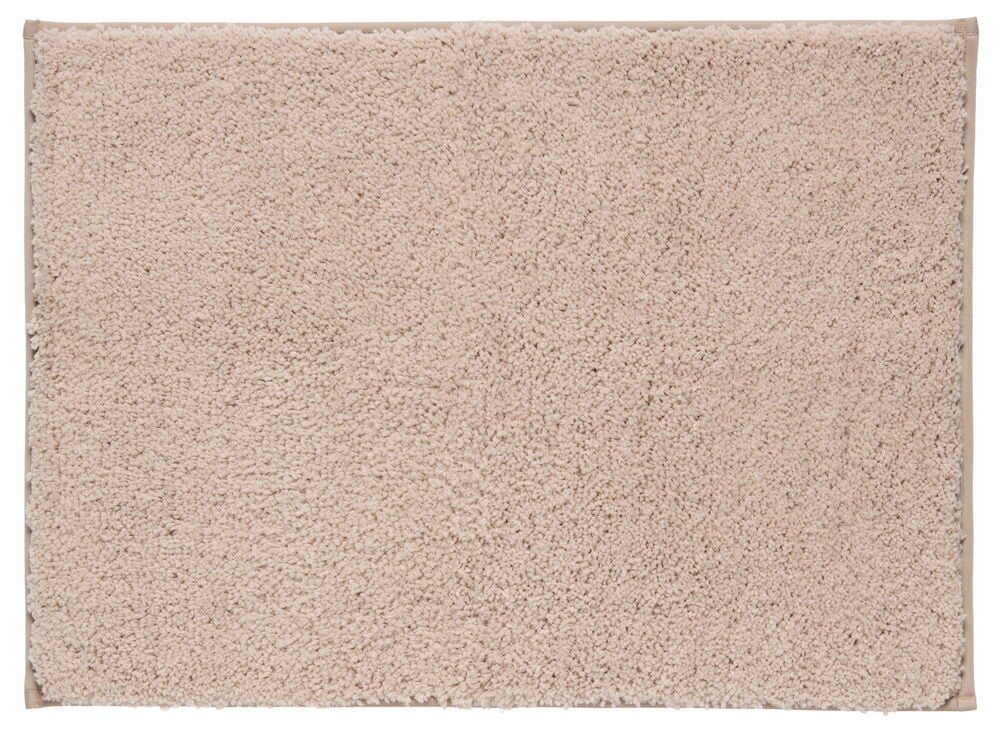 Beige polyester badematte Majken 50x70 cm med lurvet tekstur.