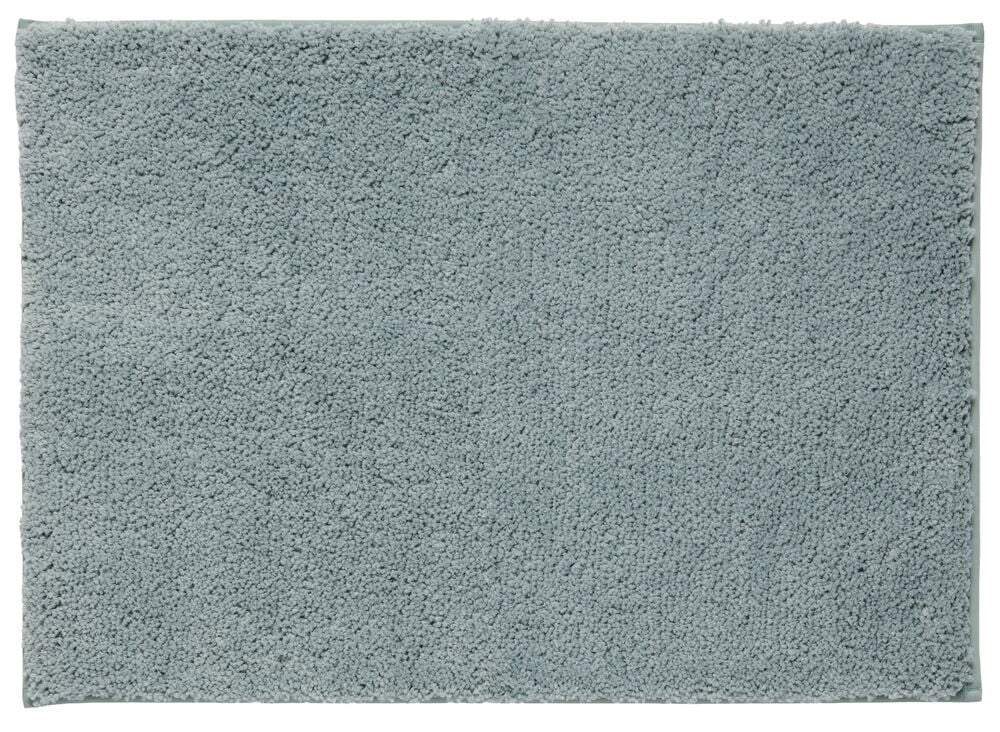 Rektangulær grågrønn badematte Majken i polyester med lodden tekstur.