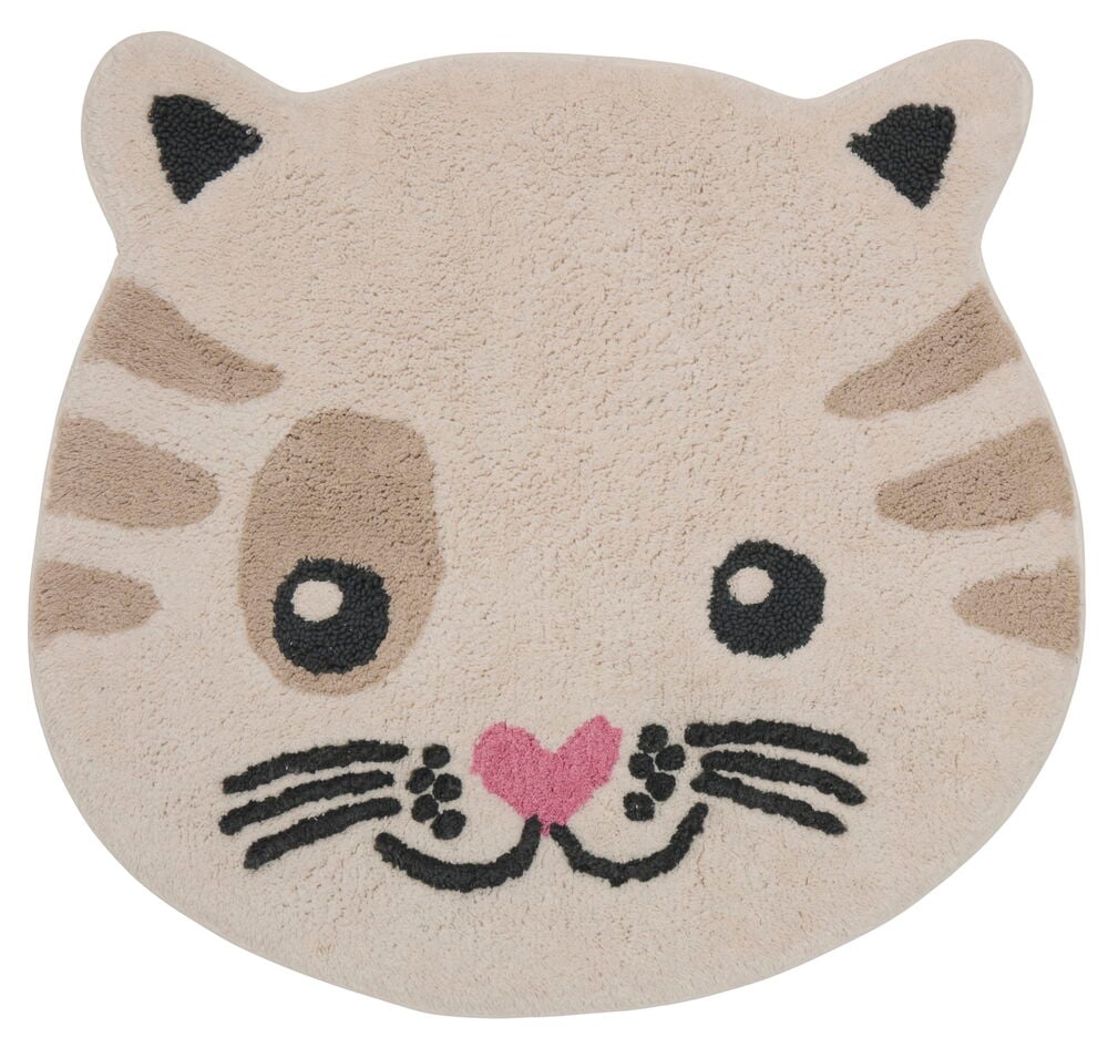 Vit badrumsmatta formad som en katt.