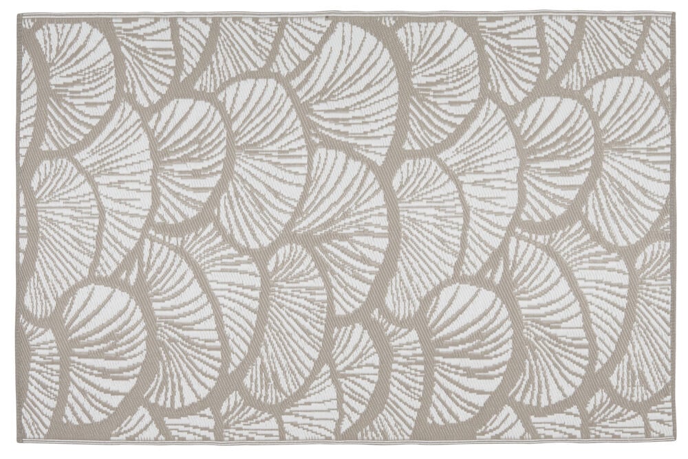 Beige bastmatta med abstrakt mönster av polypropen.