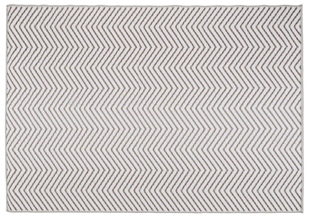 Ljusbrun bastmatta med sicksackmönster i polypropen.