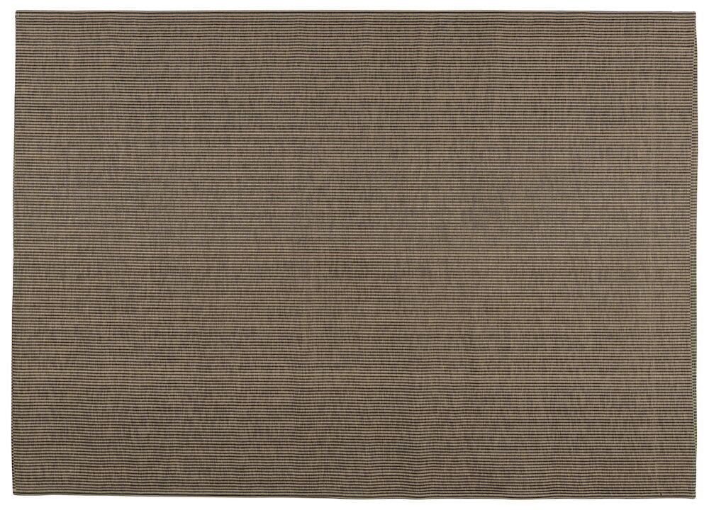 Brun rektangulär bastmatta med diskret mönster.