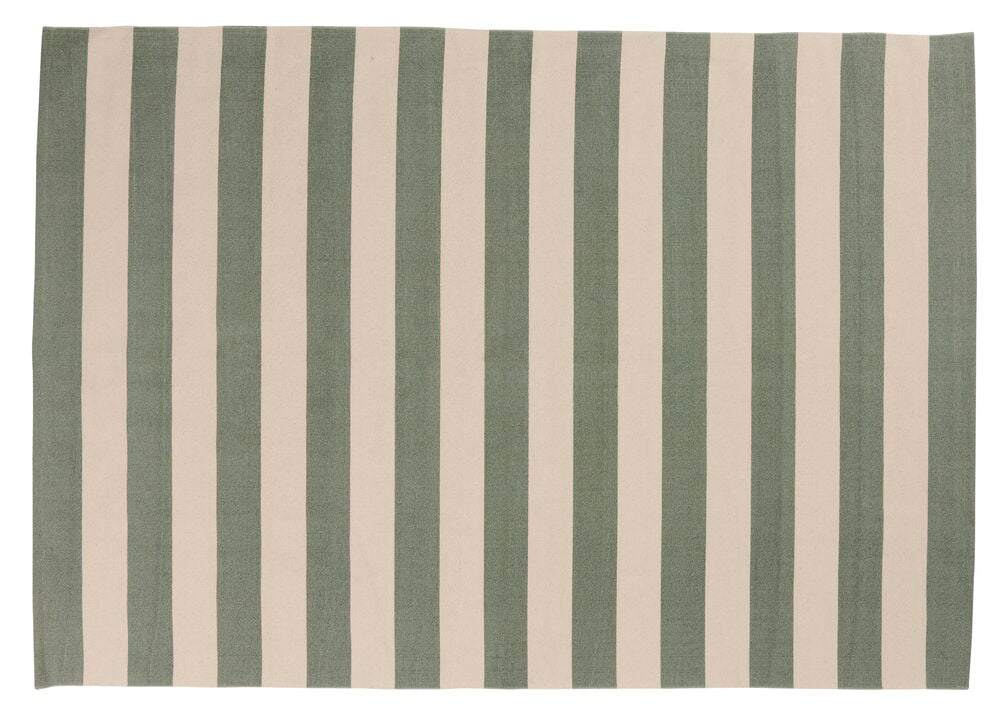 Grönt och vitt bomullstyg med breda ränder.