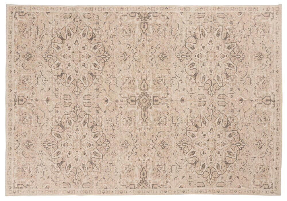 Beige matta med symmetriskt mönster och orientaliska detaljer.