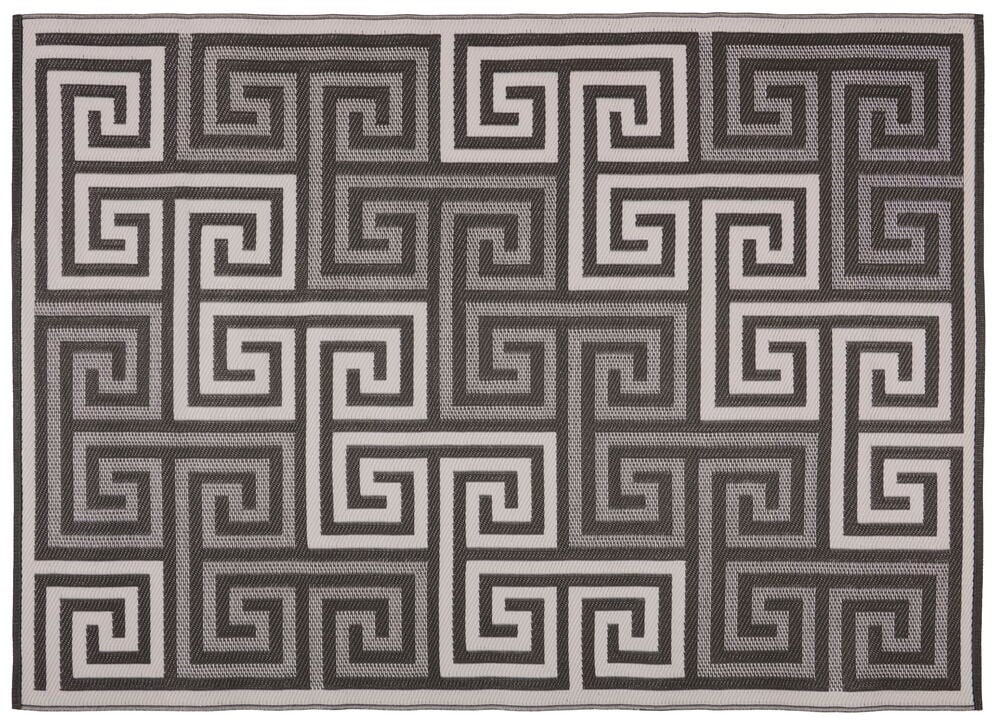 Matto Gemma, ruskea ja beige polypropeenimatto toistuvalla kreikkalaisella avainkuviolla.