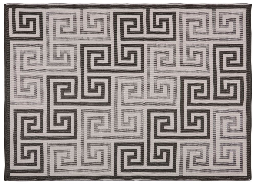 Suorakaiteen muotoinen matto Gemma 150x200 cm ruskealla ja beigellä kreikkalaisella avainkuviolla.