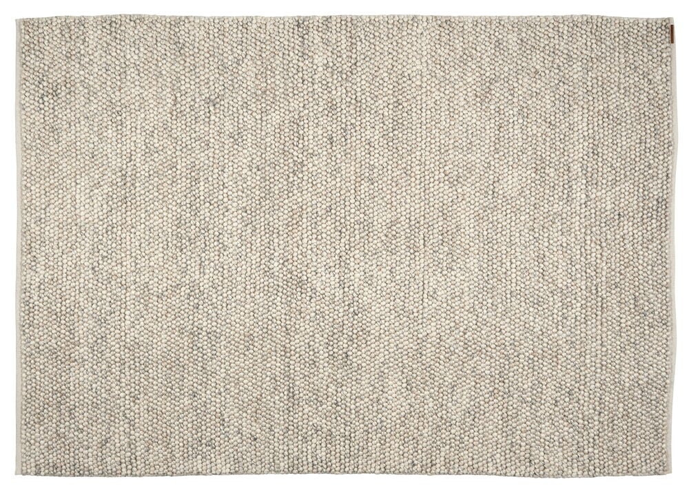 Håndvevd naturfarget teppe med struktur, rektangulær form.