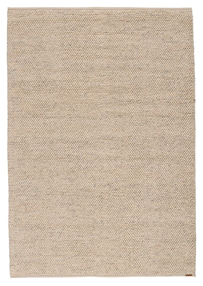 Rektangulär naturfärgad matta i ullblandning med en texturerad, melerad yta.