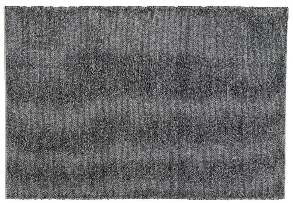 Mörkgrå rektangulär handvävd matta i ullmiks