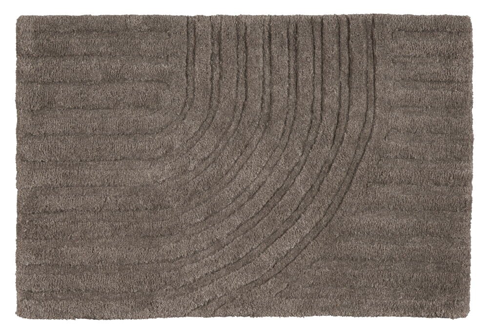 Harmaa ovimatto abstraktilla kaarikuviolla ja pehmeällä nukalla.