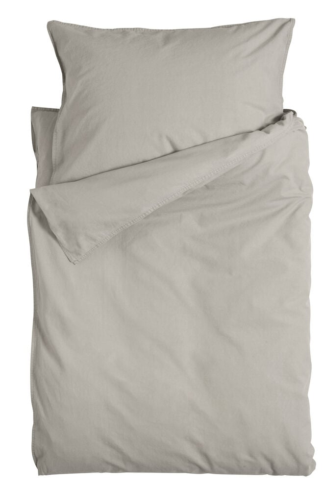 Beige puuvillainen pussilakanasetti, mukana tyynyliina.