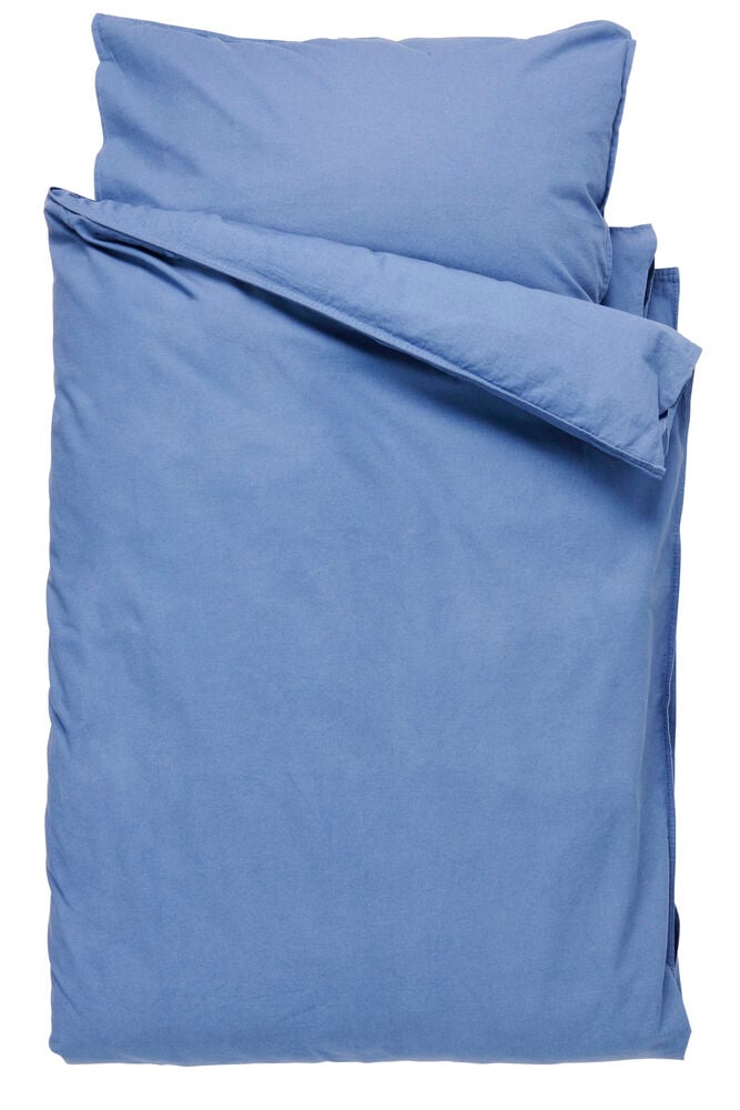 Blått påslakanset i bomull med matchande örngott.