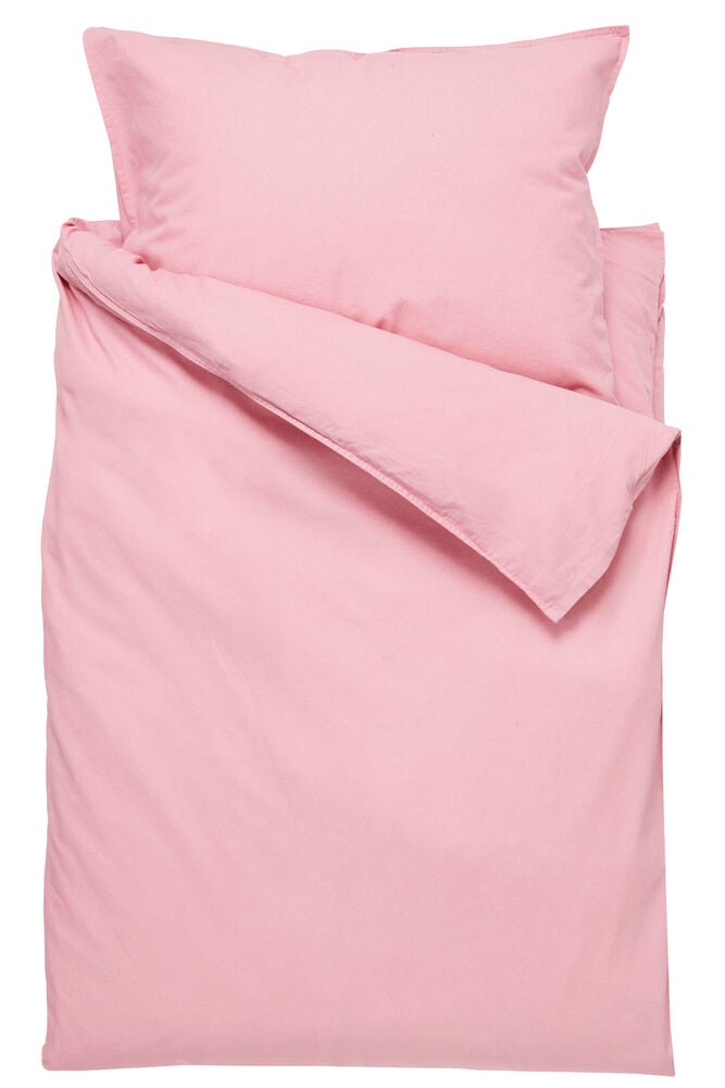 Ein altrosa Baumwolle Vida Bettwäsche-Set mit Bettbezug und einem passenden Kissenbezug.
