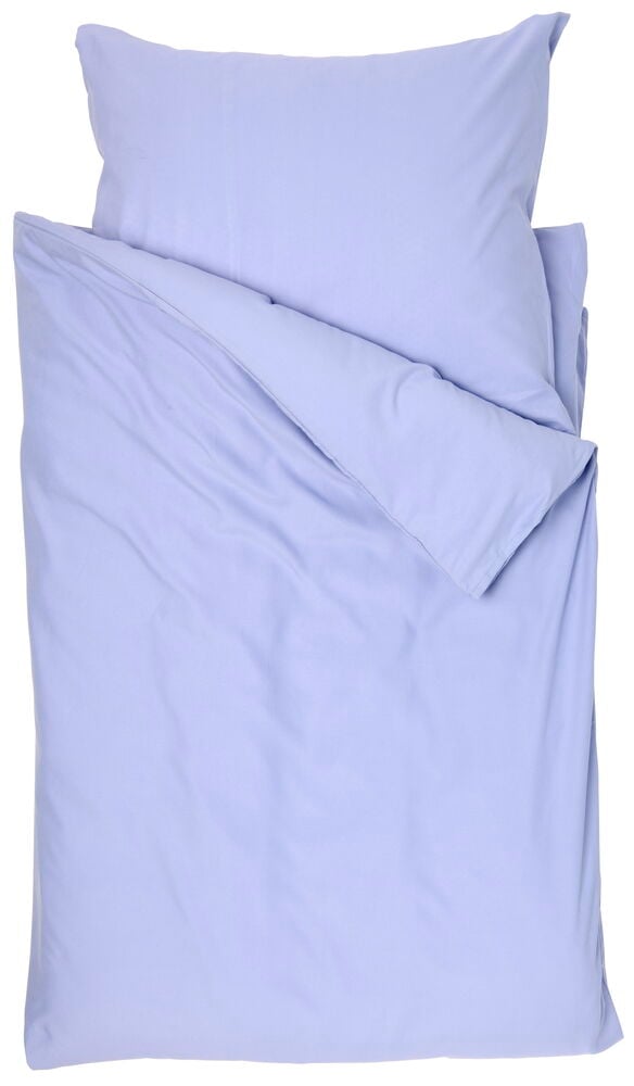 Sininen ja violetti polyesteristä valmistettu pussilakanasetti.