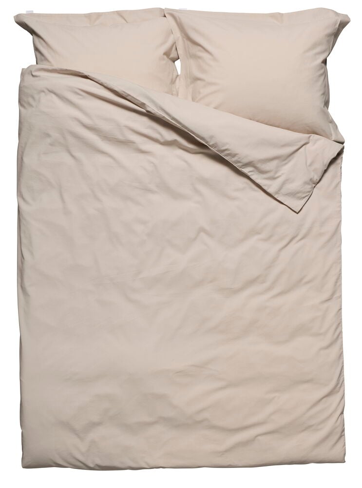Beige Påslakanset Elsaform 240x220 cm med ett påslakan och två örngott, ovanifrån.