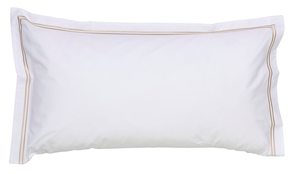 Hvit/gull Bomull Putevar Hotel Collection 50x90 cm med elegant dobbel gullkant.