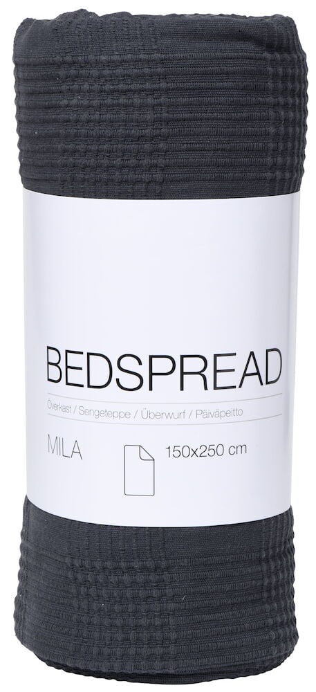 Grått vikt överkast i bomull, Mila 150x250 cm.