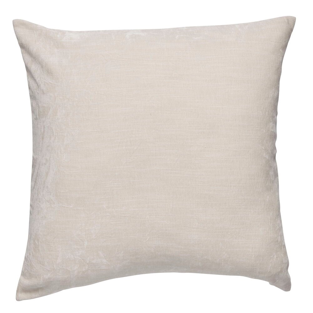 Beiger Kissenbezug aus Polyester, quadratische und glatte Oberfläche.