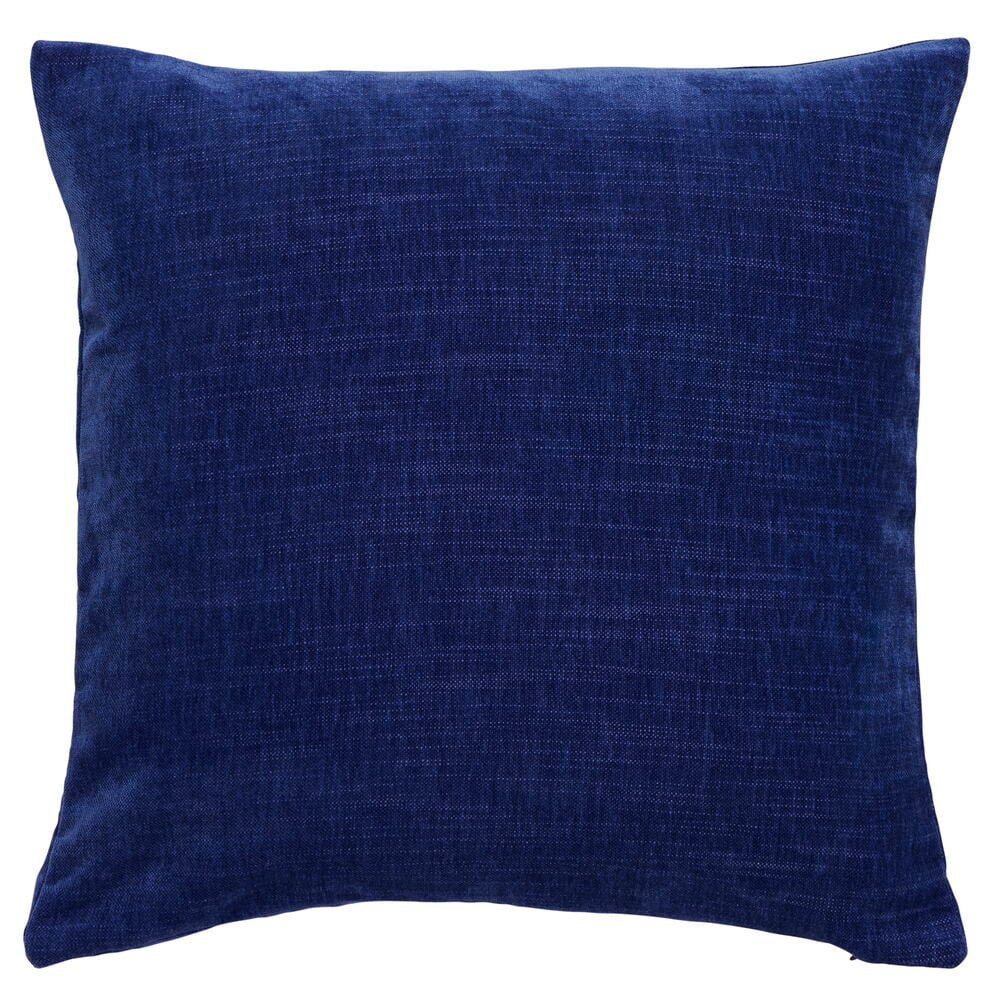 Blått kuddfodral i sammet fyrkantig form.