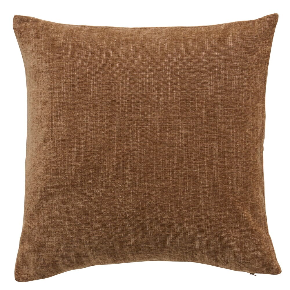 Ett fyrkantigt kuddfodral i Vintage Konjak polyester, 50x50 cm, med vävd textur.