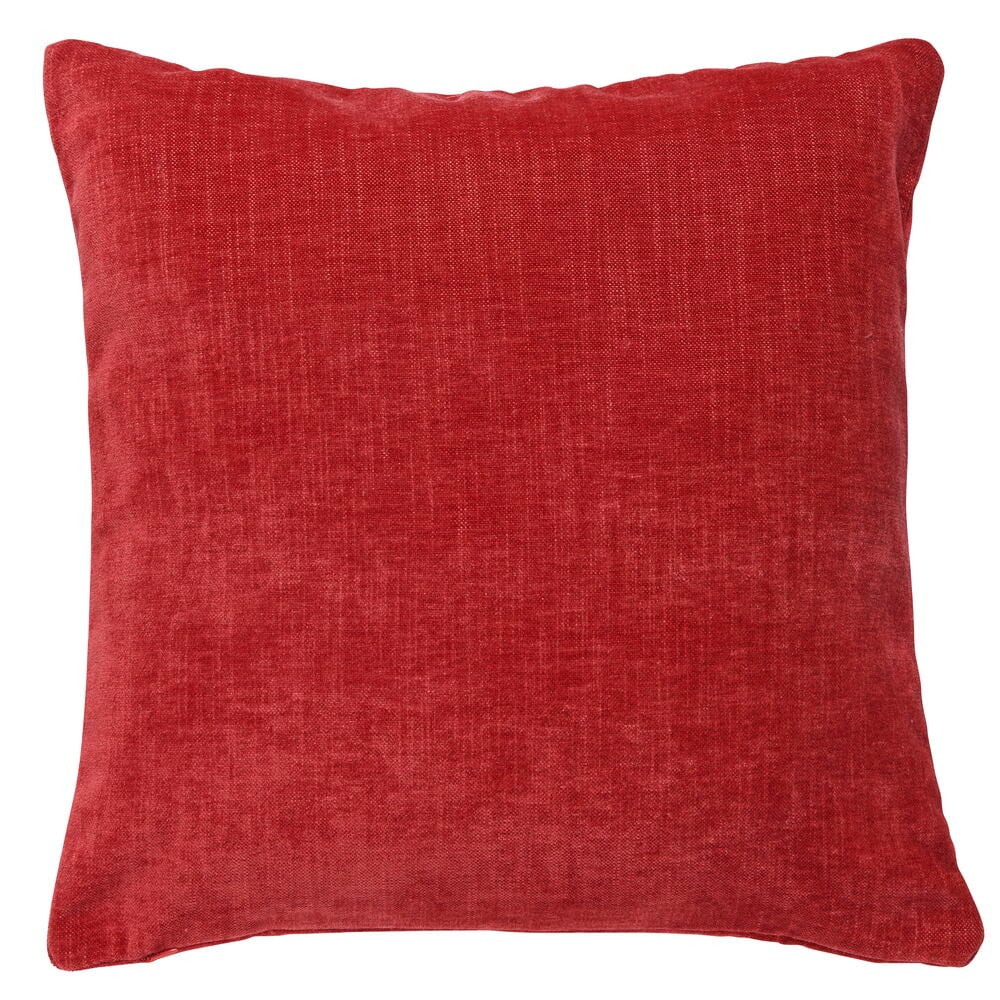 Vintage Rødt teksturert Polyester putetrekk til 50x50 cm innerpute, sett forfra.